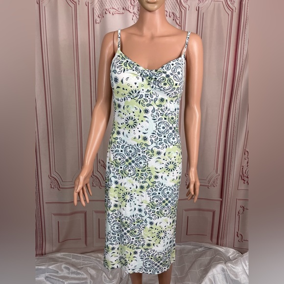 DEREK HEART Womens White Twist Front Bra Cups Midi Empire Dress Juniors L XL - Picture 4 of 15